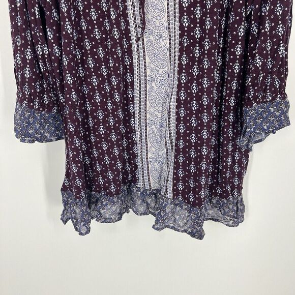 Lucky Brand Top Size 3X Purple Boho Flowy Print Cottagecore Hippie Ruffle Blouse - Picture 4 of 8